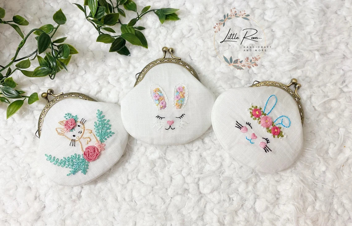 Cute Hand-embroidered Bunny Coin Purse