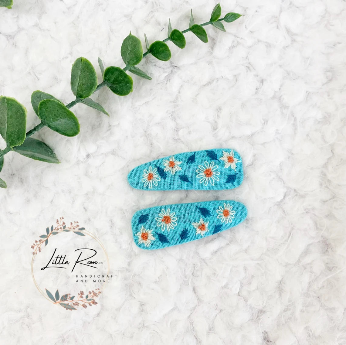 Embroidered Tear-drop-shape Floral Hair Clip | Sunflower and Daisy Collection