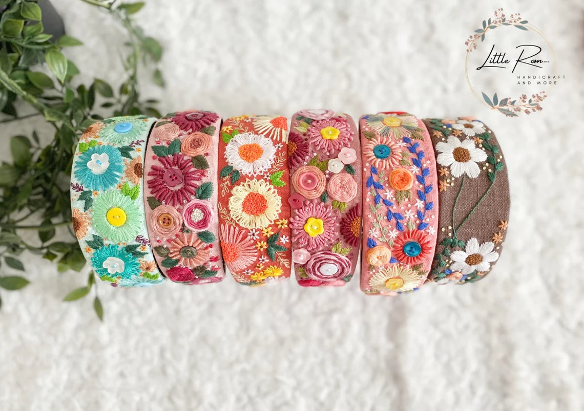 Hand-embroidered Headband | Full Floral Design | Collection 1