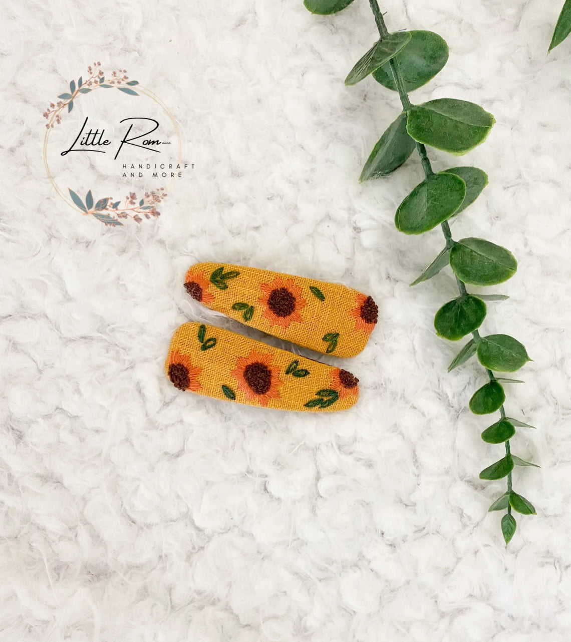 Embroidered Tear-drop-shape Floral Hair Clip | Sunflower and Daisy Collection