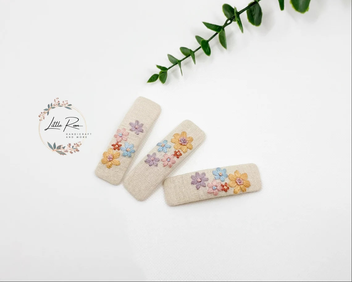 Hand-embroidered Hair Clip - Floral Angel Patterns