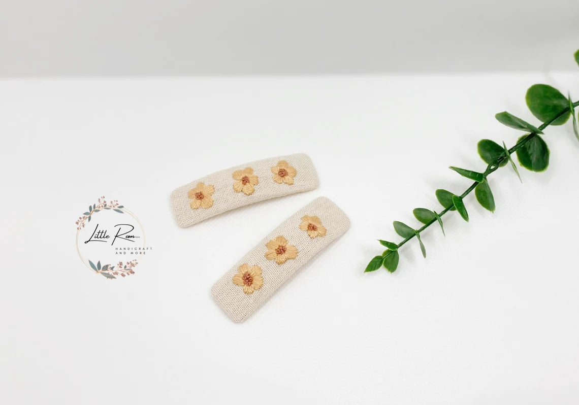 Hand-embroidered Hair Clip - Floral Angel Patterns