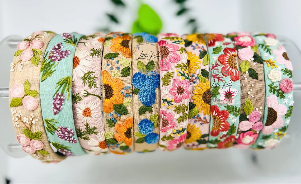 Hand-embroidered Headbands | Floral Designs | Collection 1