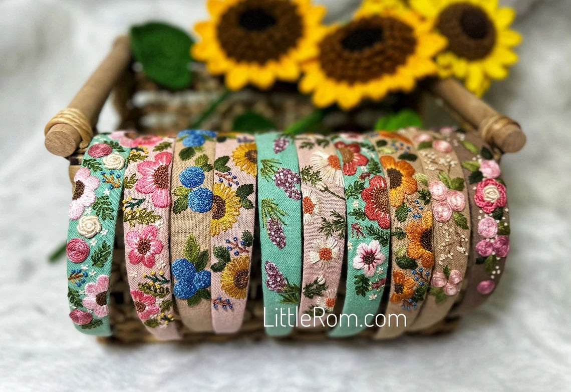 Hand-embroidered Headbands | Floral Designs | Collection 1