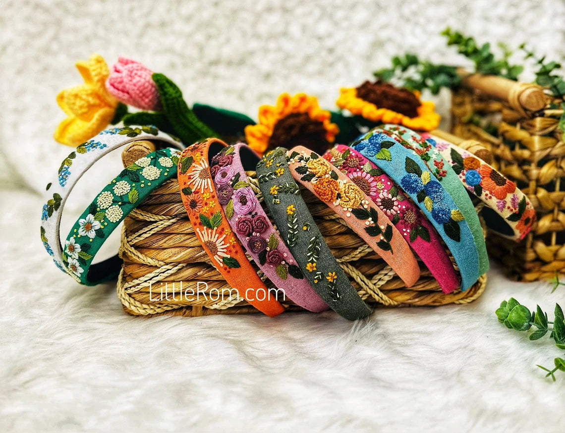 Hand-embroidered floral headband | Collection 2