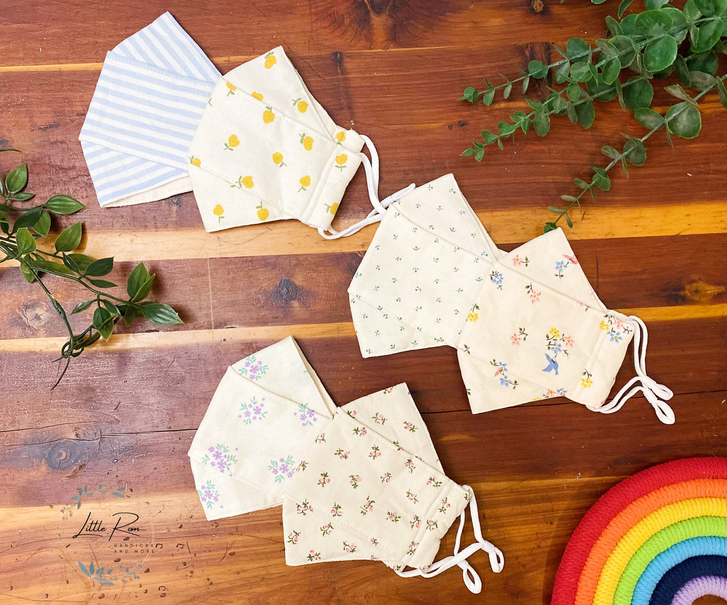 Origami Face Masks - Stripe, Apple, Leaves, and Flower Patterns