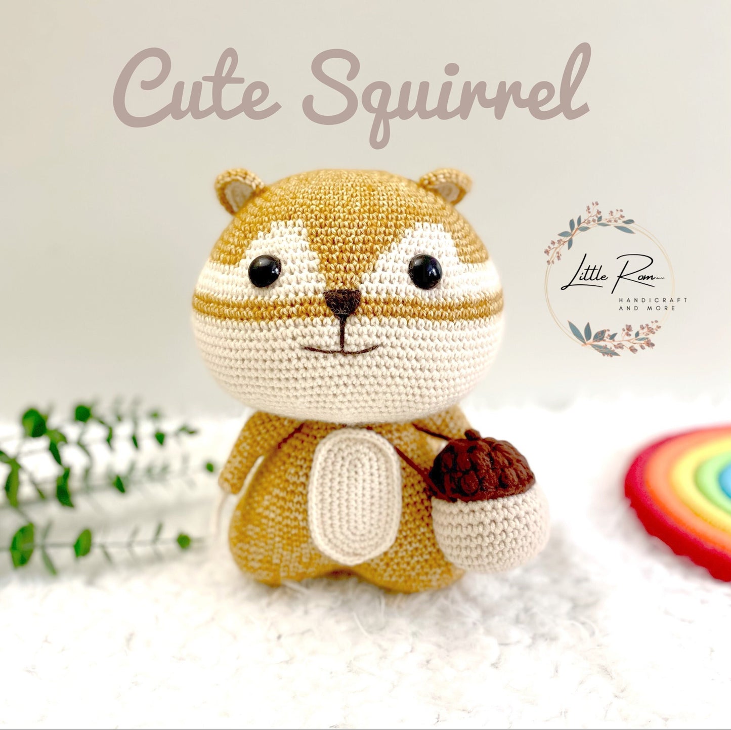 Cute Amigurumi Squirrel with Detachable Acorn Crossbody Bag