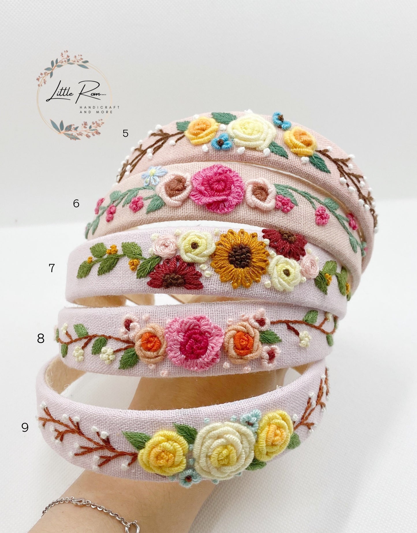Hand-embroidered Rose Headbands | Rose Collection