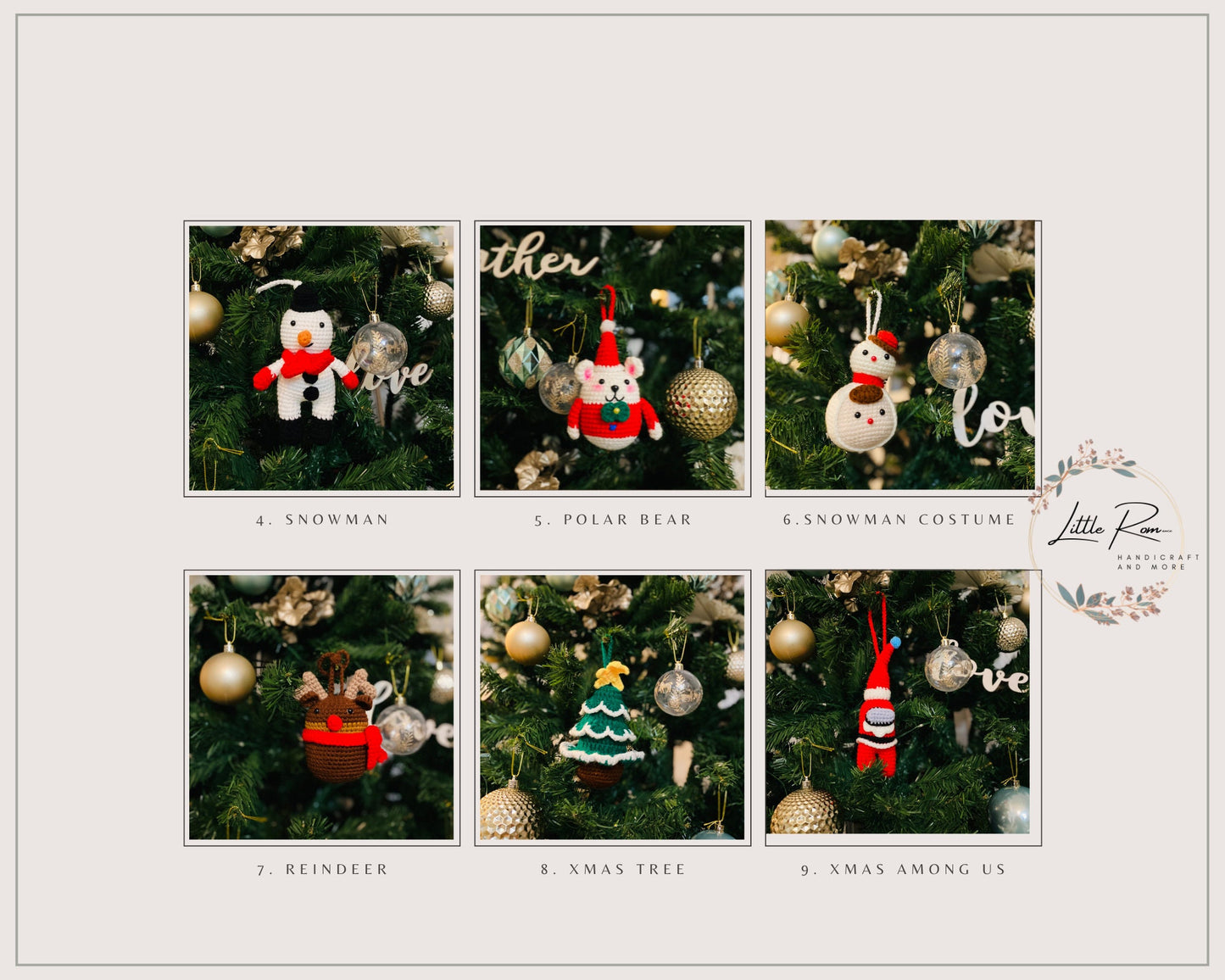 Christmas Crochet Ornaments - Santa, Reindeer, Snowman and more...