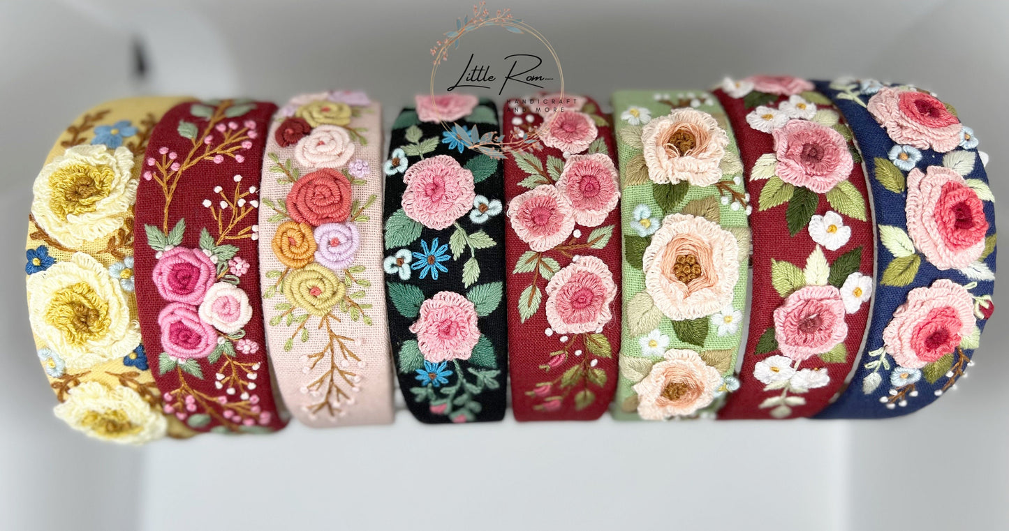 Hand-embroidered Headbands | Full Floral Designs | Collection 2