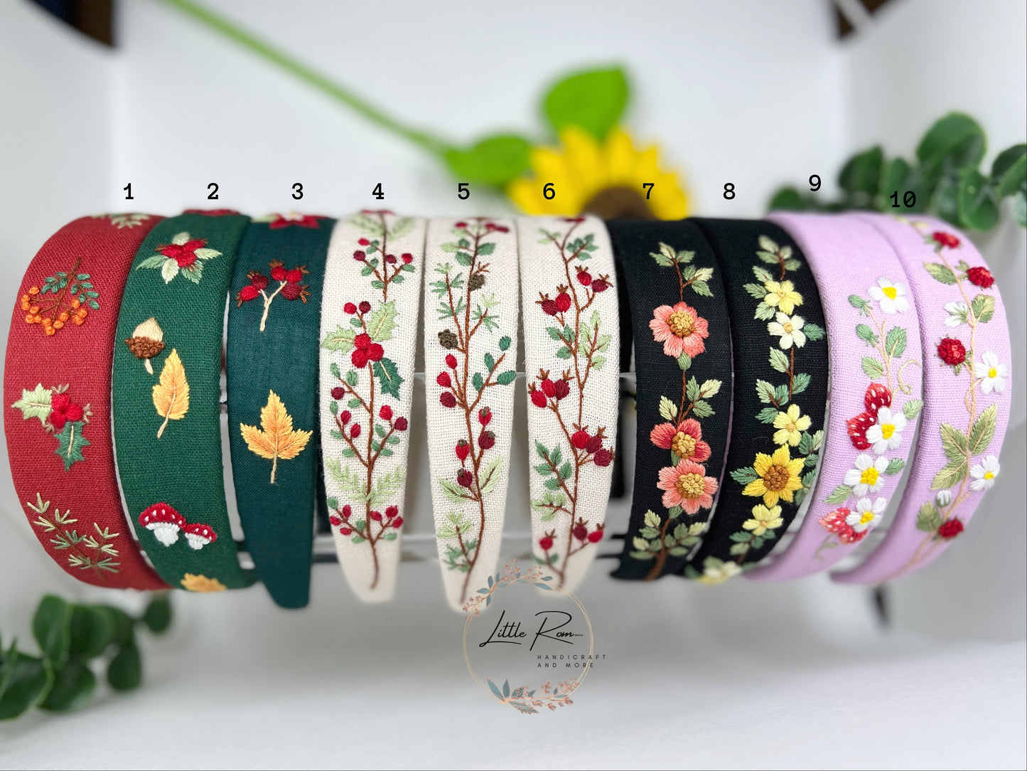 Christmas Themed Hand-embroidered Headbands