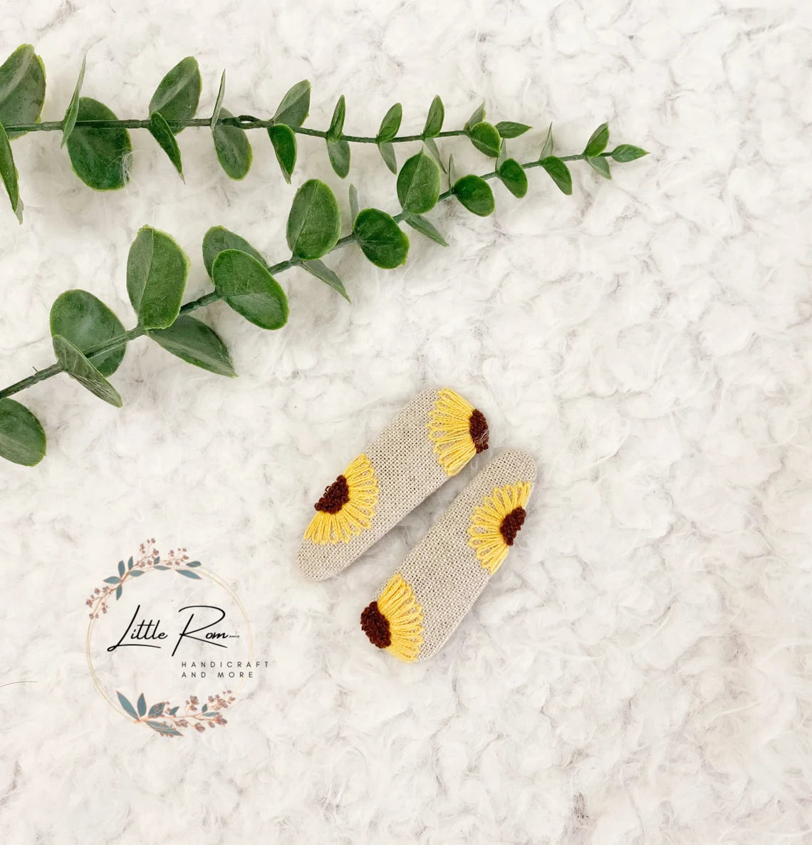 Embroidered Tear-drop-shape Floral Hair Clip | Sunflower and Daisy Collection