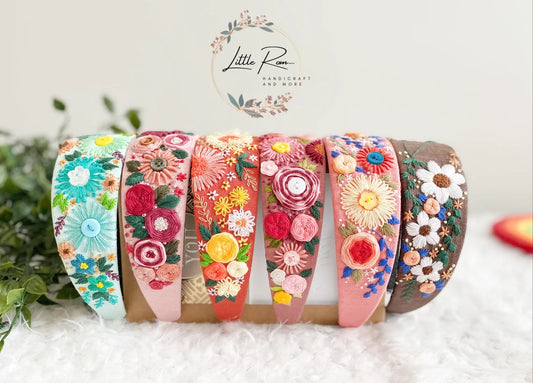 Hand-embroidered Headband | Full Floral Design  | Collection 1