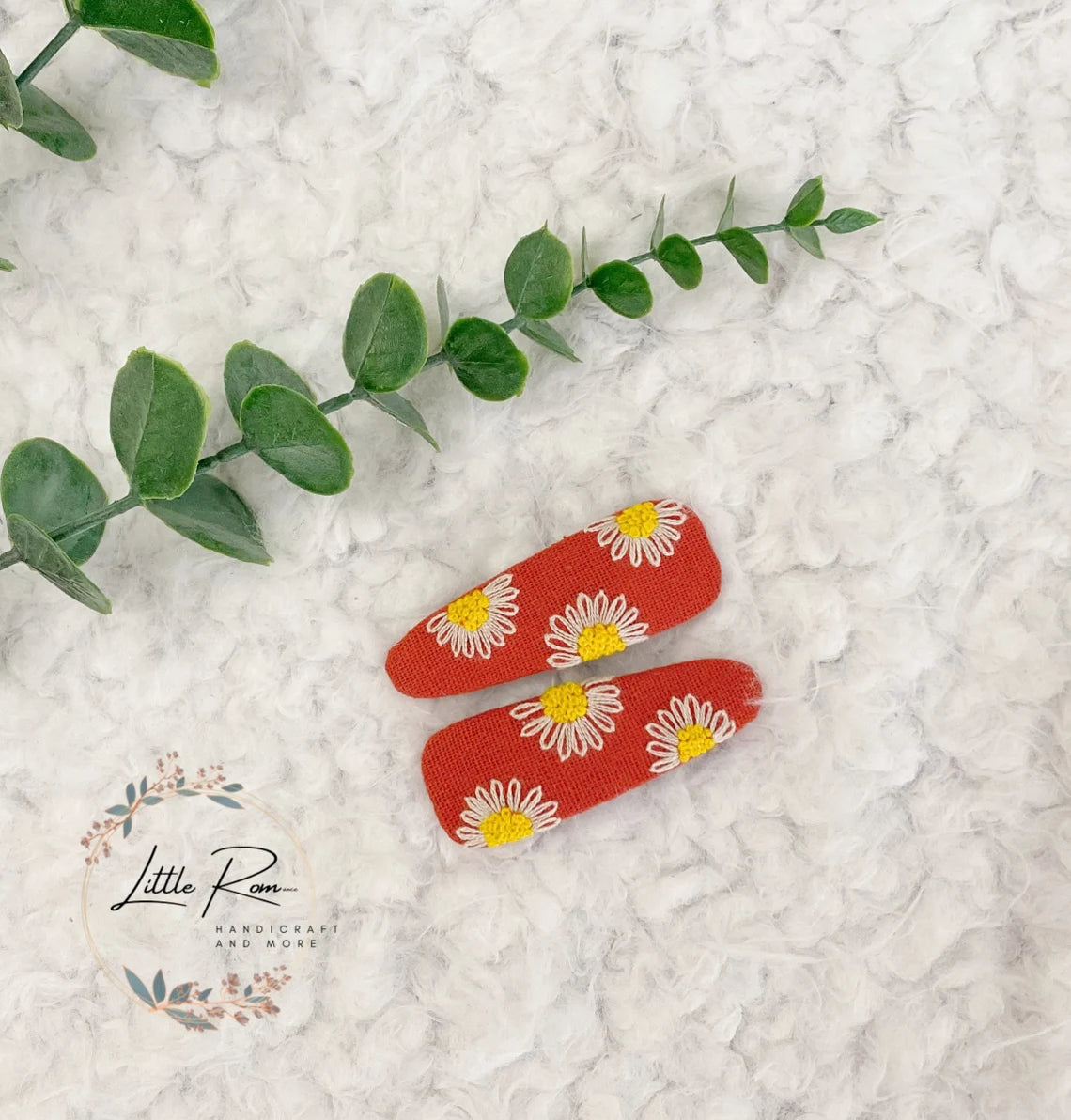 Embroidered Tear-drop-shape Floral Hair Clip | Sunflower and Daisy Collection