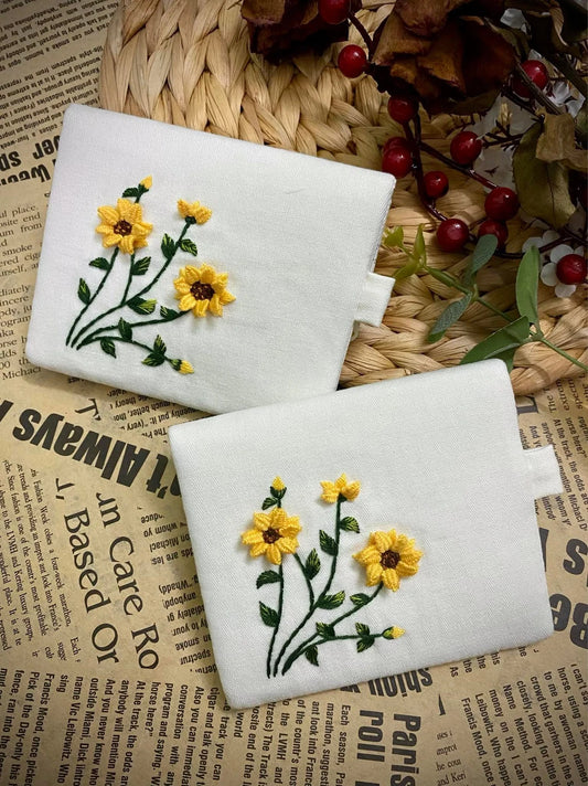 Hand-embroidered Wallets - Flower Meadow, Sunflower, Daisy Patterns