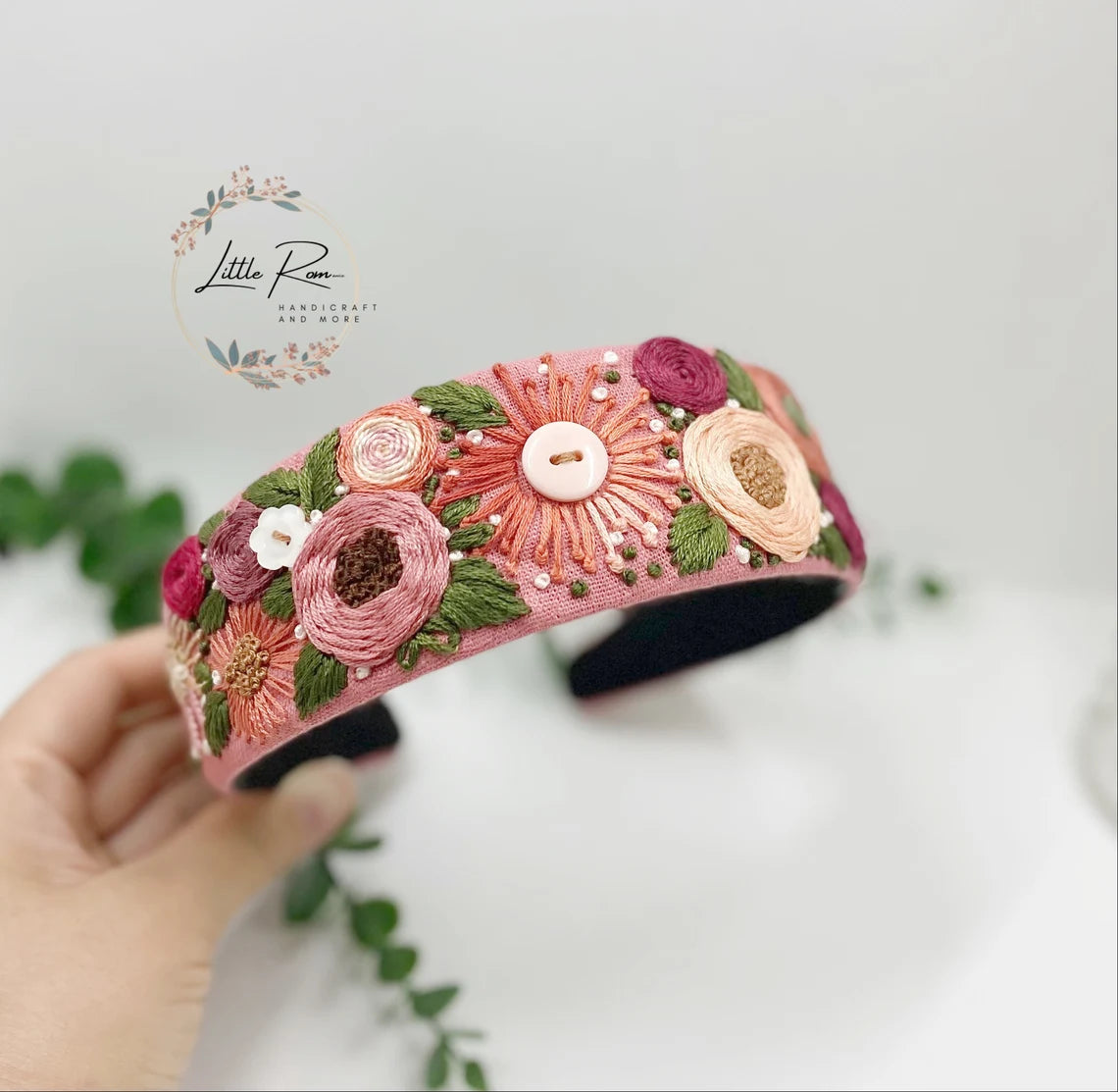 Hand-embroidered Headband | Full Floral Design  | Collection 1