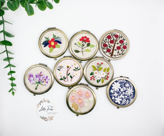 Cute Vintage Embroidered Make-up Mirrors | Floral Collection 1