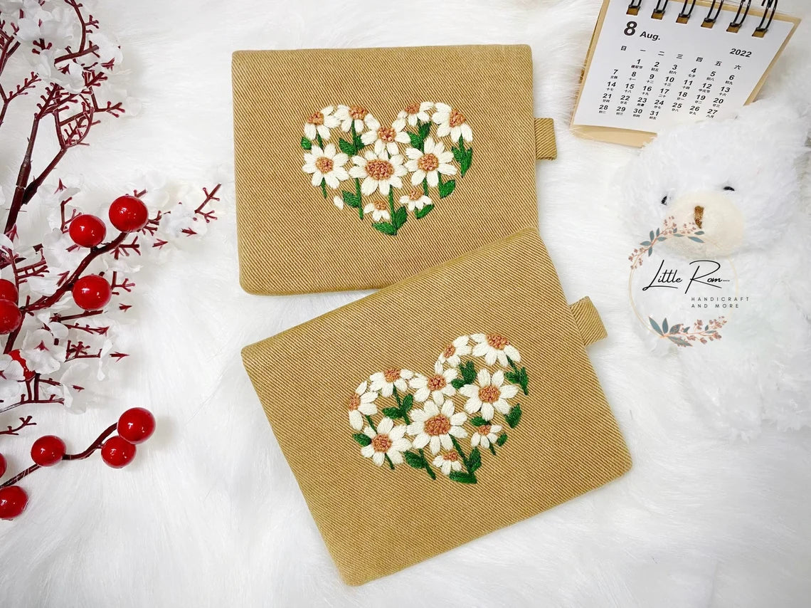 Hand-embroidered Wallets - Flower Meadow, Sunflower, Daisy Patterns