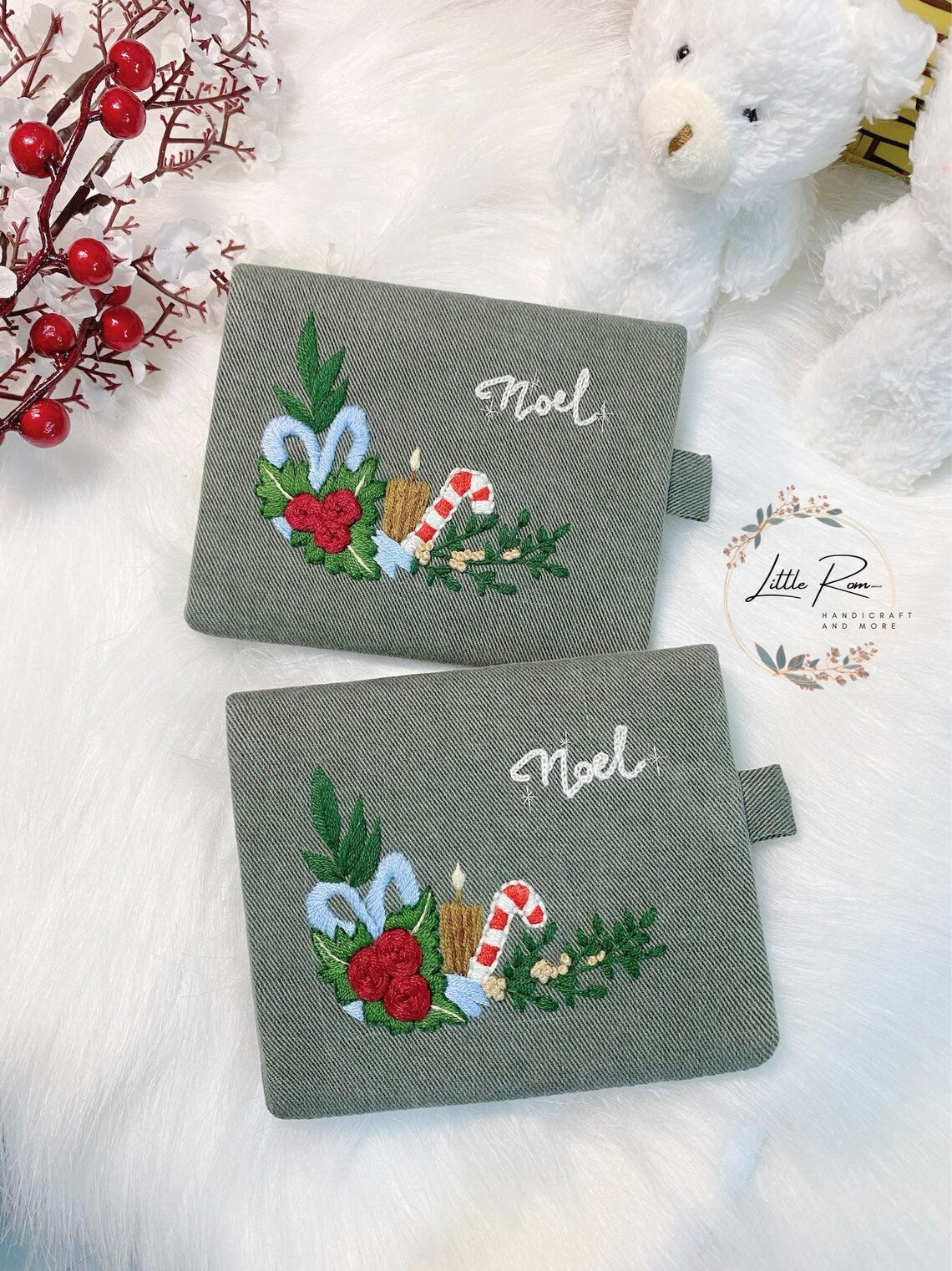 Christmas Themed Hand-embroidered Wallet | Wild Flower Collection