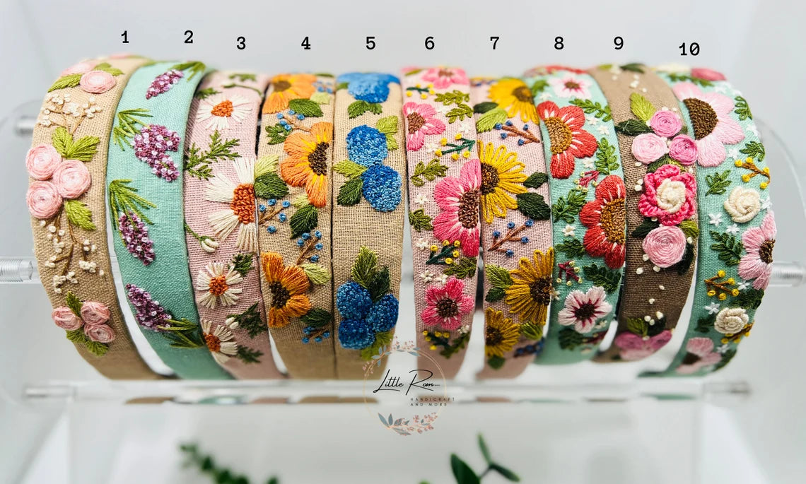 Hand-embroidered Headbands | Floral Designs | Collection 1