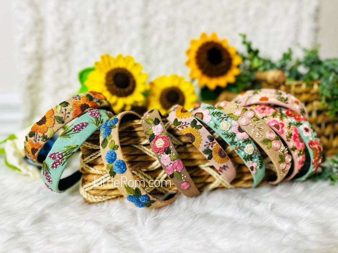 Hand-embroidered Headbands | Floral Designs | Collection 1