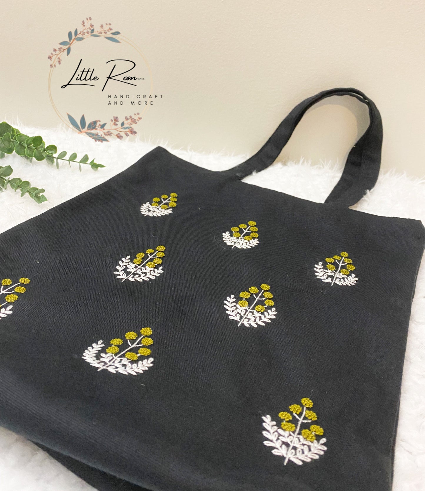 Floral Embroidery Tote Bag