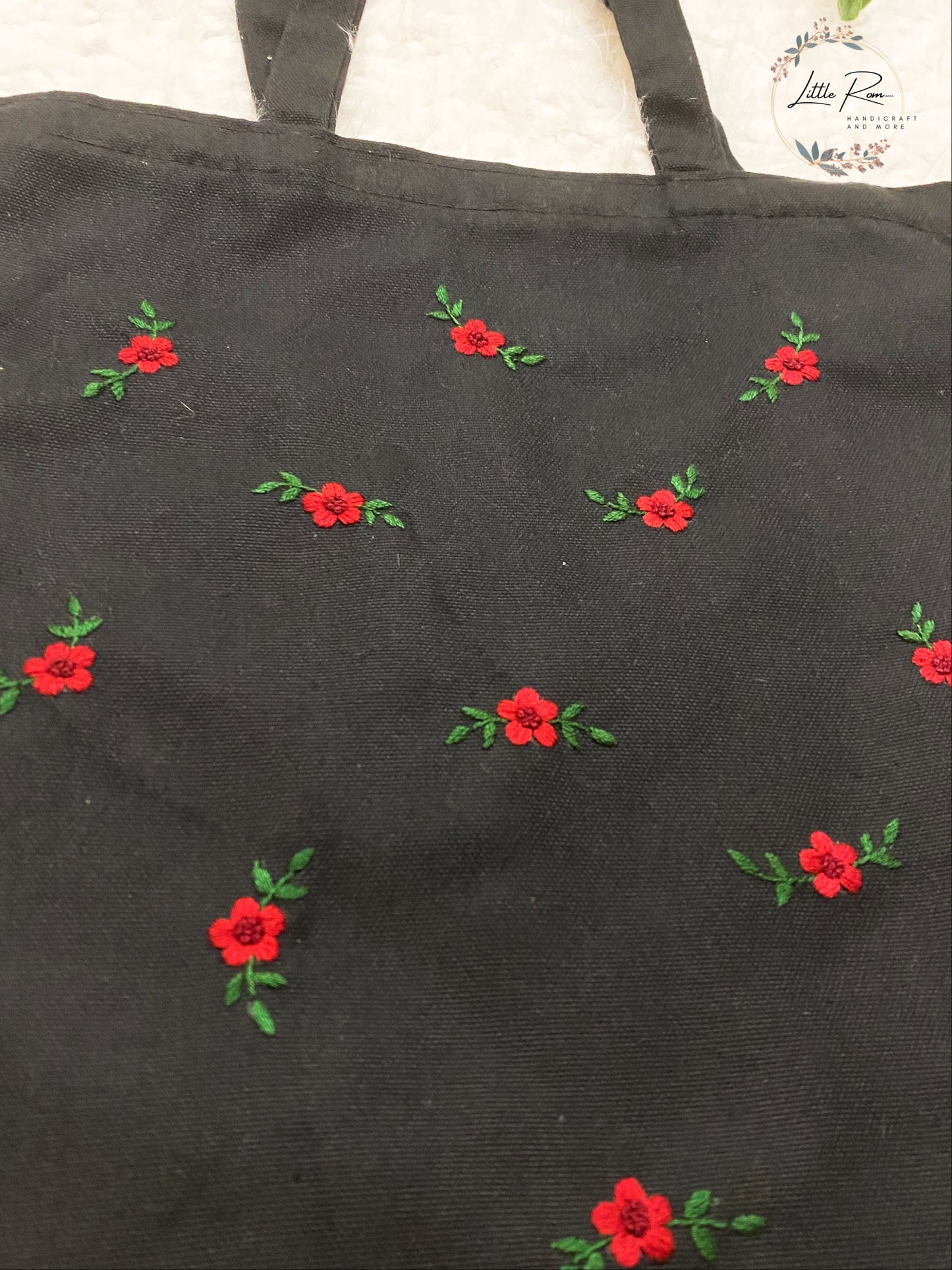 Hibiscus Flower Embroidery Tote Bag