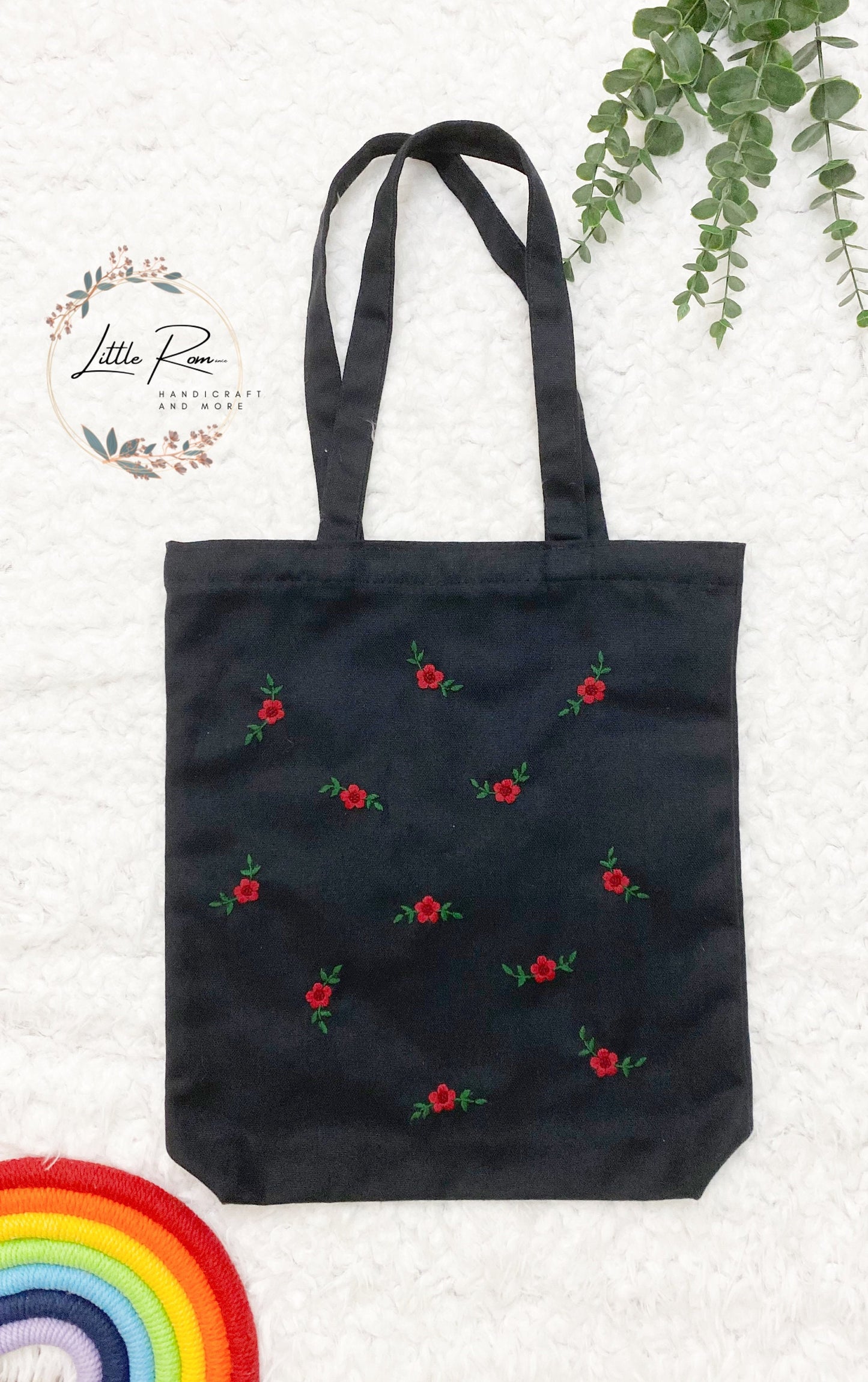 Hibiscus Flower Embroidery Tote Bag