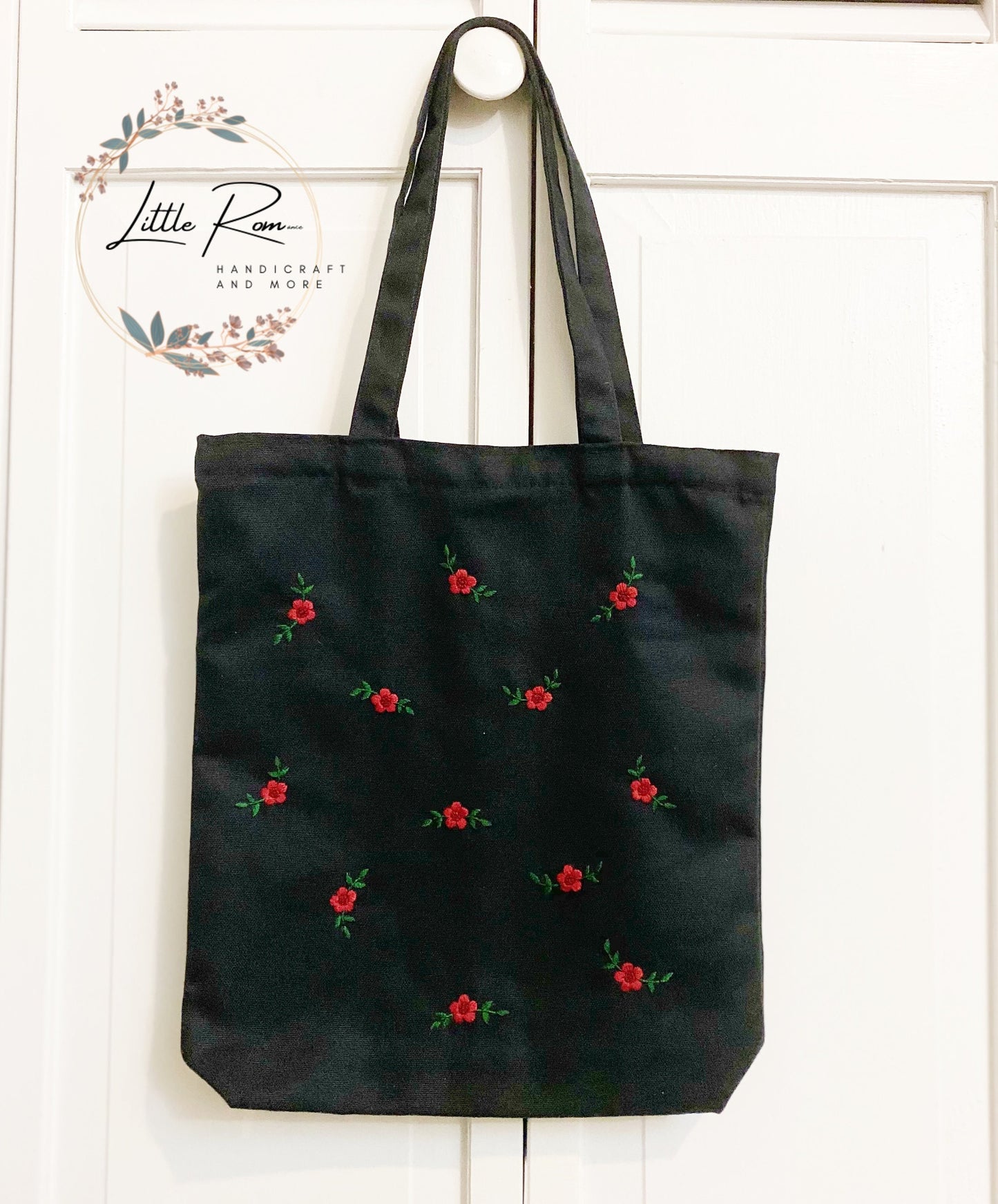 Hibiscus Flower Embroidery Tote Bag