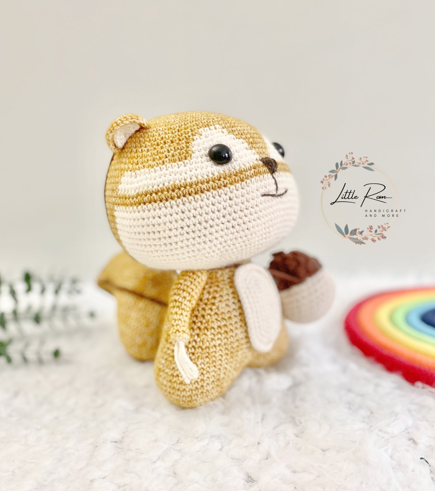 Cute Amigurumi Squirrel with Detachable Acorn Crossbody Bag