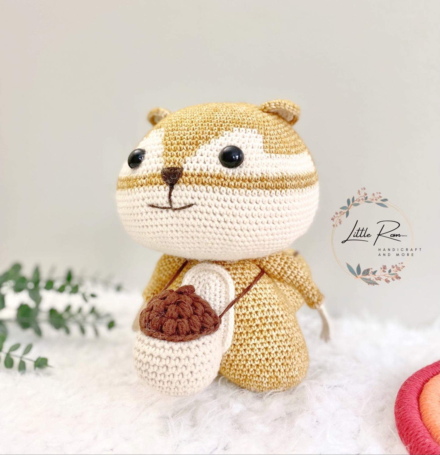 Cute Amigurumi Squirrel with Detachable Acorn Crossbody Bag