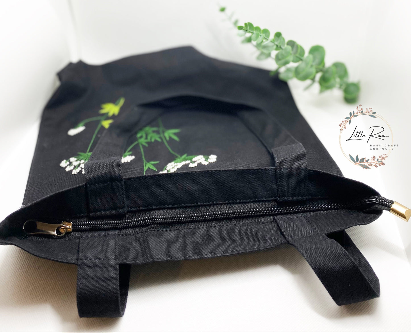 Wild Flower Embroidery Tote Bag