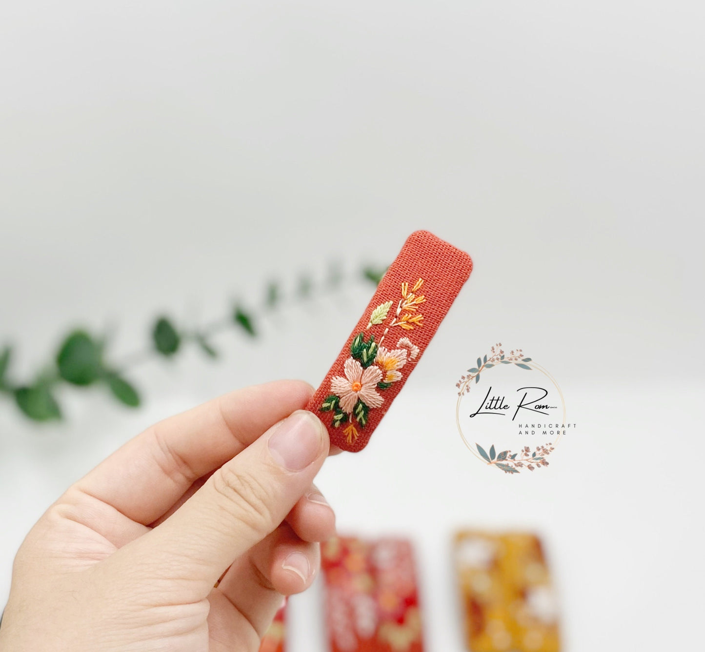 Hand-embroidered Rectangular Hair Clip | Fall Foliage 1