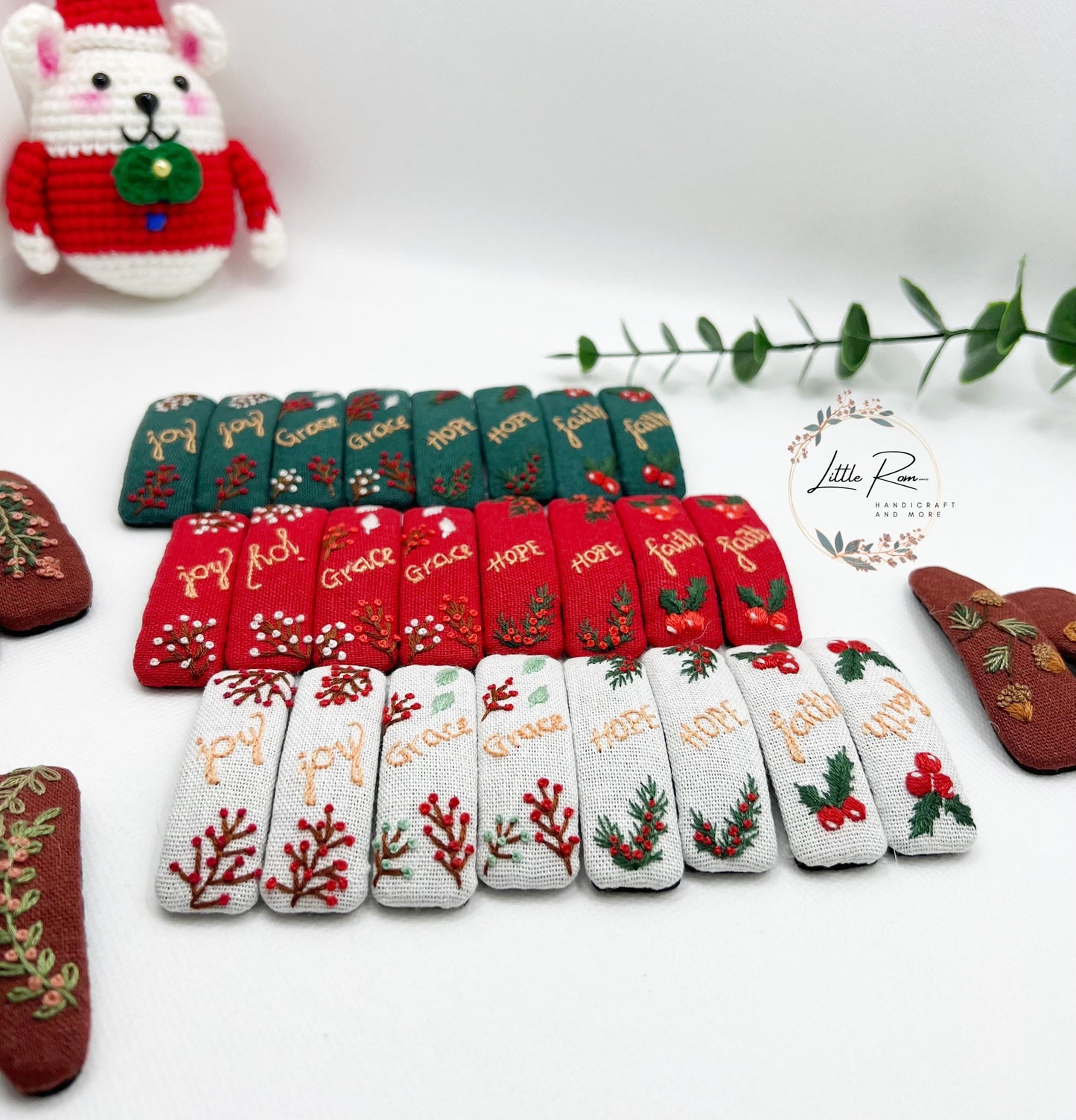 Christmas Themed Embroidered Hair Clips | Collection 1