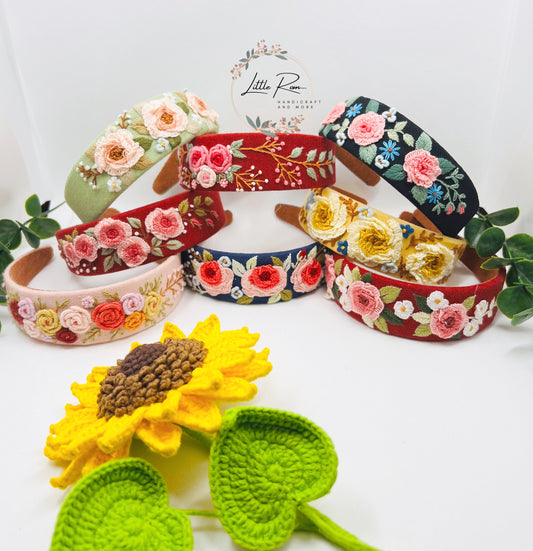 Hand-embroidered Headbands | Full Floral Designs | Collection 2