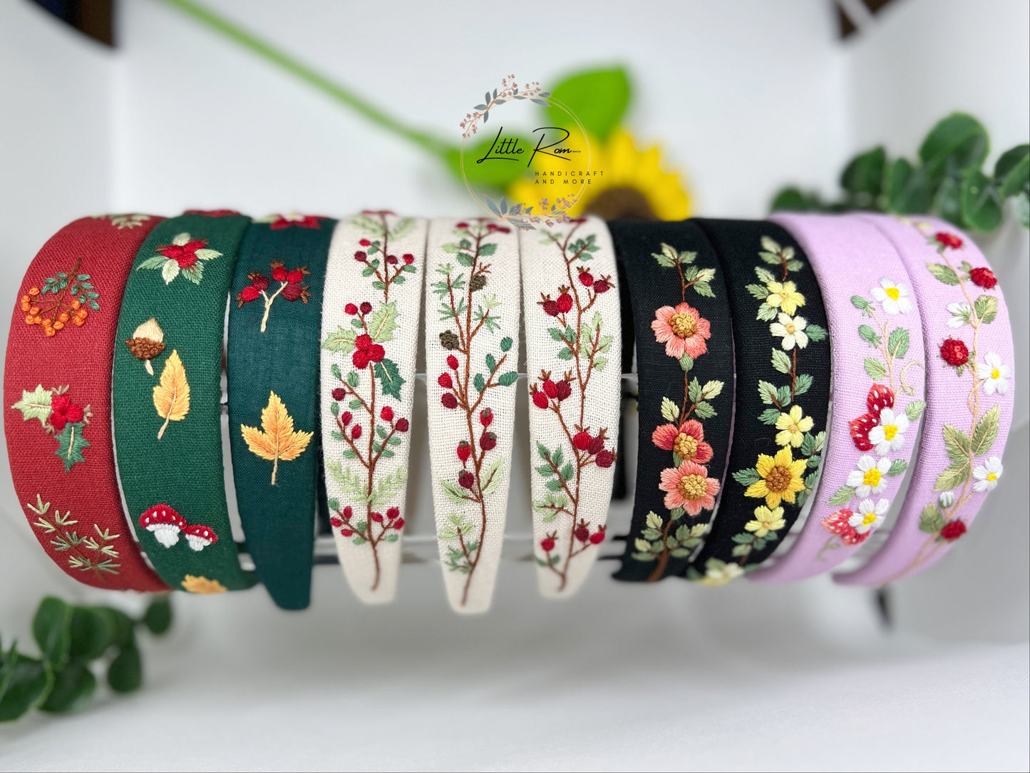 Christmas Themed Hand-embroidered Headbands